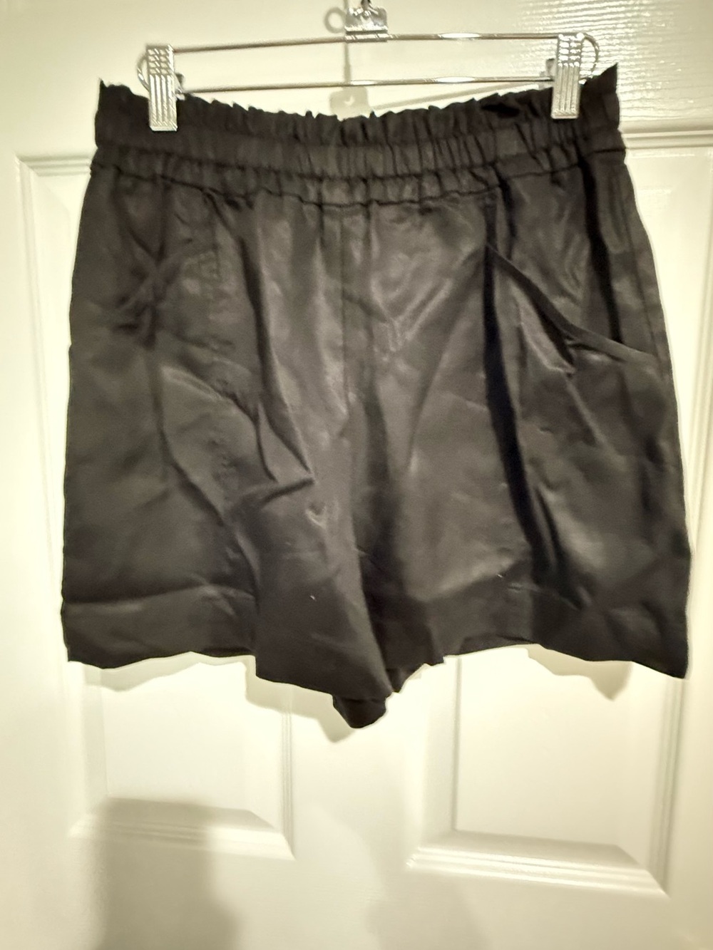 Elizabeth and James Black High-Waist Elastic Paperbag Shorts